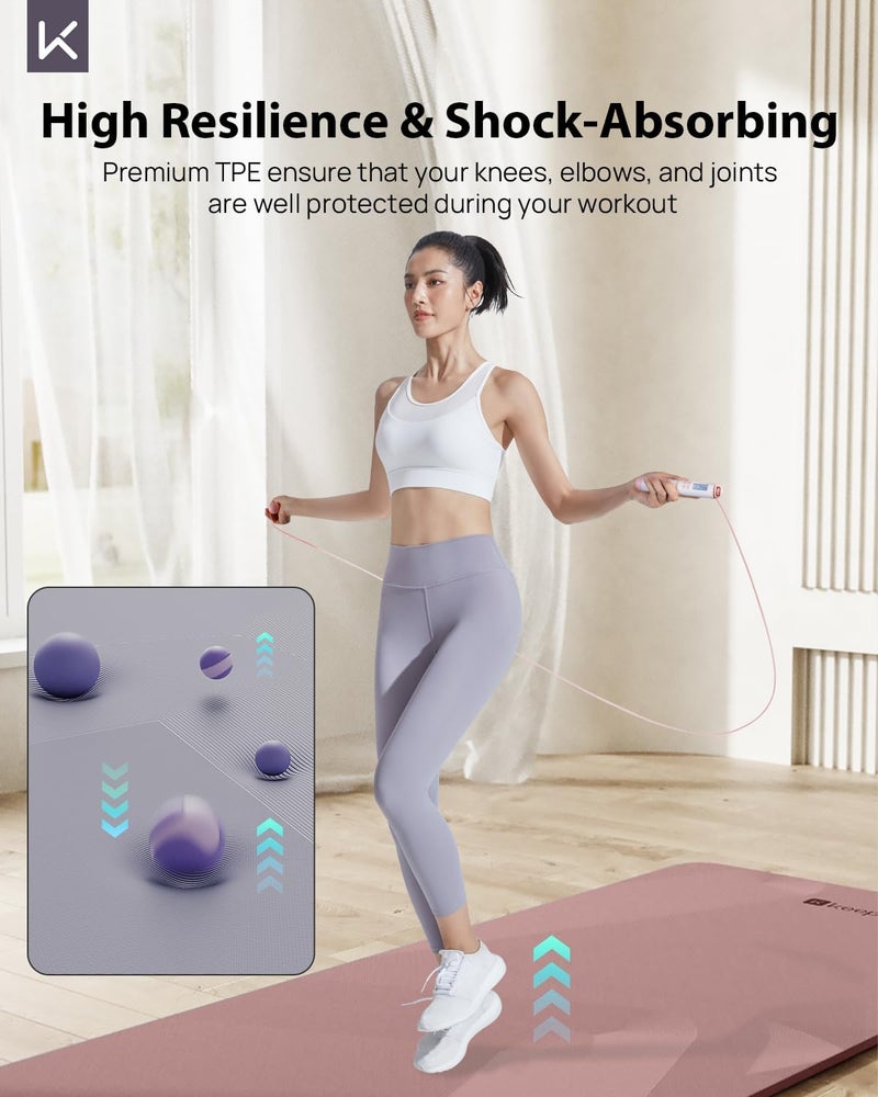 Keep Yoga Mat, 32" Extra Wide Exercise Mat with Strap for Men and Women, 7mm Thick Double-Sided Non-Slip Eco-friendly Yoga Mat for Pilates, Workout and Fitness - Image 4